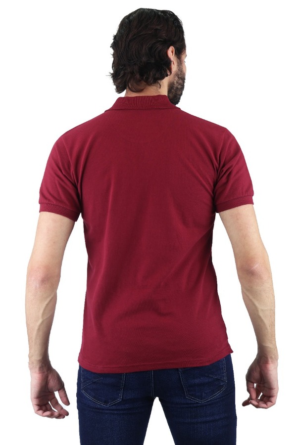 Playera Tipo Polo Color Rojo Vino Con Bordado Slim Fit Para Hombre